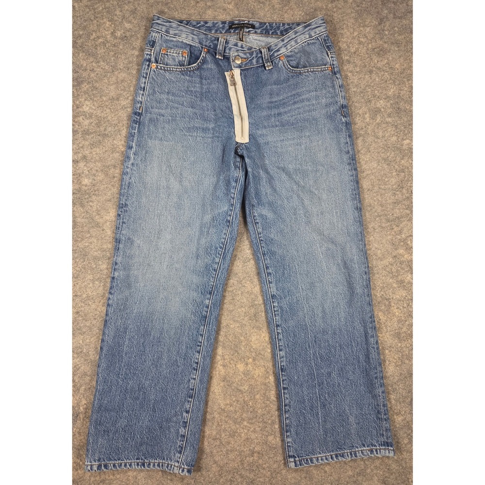 Marissa Webb Women 27 Medium Wash Exposed Zipper Straight Leg Jeans Made in USA